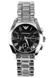Emporio Armani Velente Chronograph Black Dial Silver Steel Strap Watch For Women - AR0674