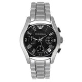 Emporio Armani Velente Chronograph Black Dial Silver Steel Strap Watch For Women - AR0674