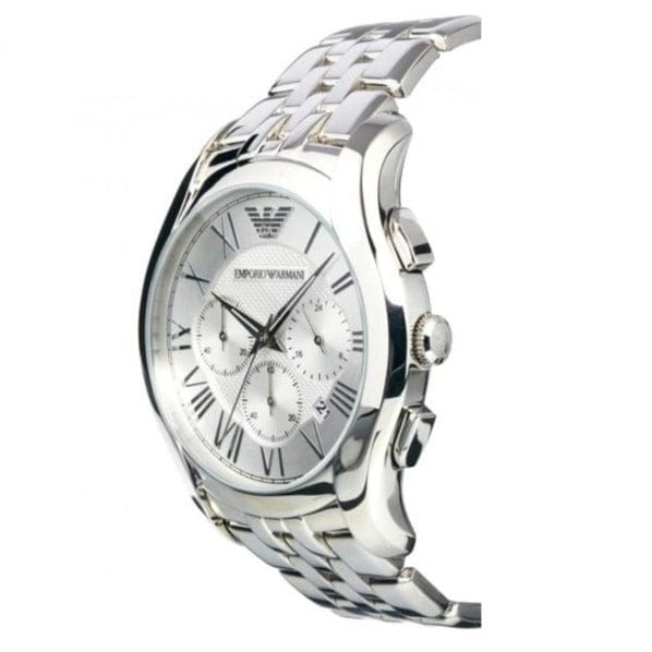 Emporio Armani Velente Chronograph Quartz Silver Dial Silver Steel Strap Watch For Men - AR1702