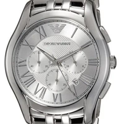 Emporio Armani Velente Chronograph Quartz Silver Dial Silver Steel Strap Watch For Men - AR1702