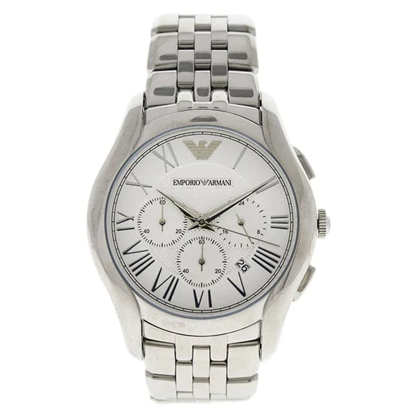 Emporio Armani Velente Chronograph Quartz Silver Dial Silver Steel Strap Watch For Men - AR1702