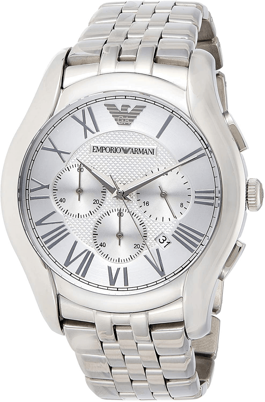 Emporio Armani Velente Chronograph Quartz Silver Dial Silver Steel Strap Watch For Men - AR1702
