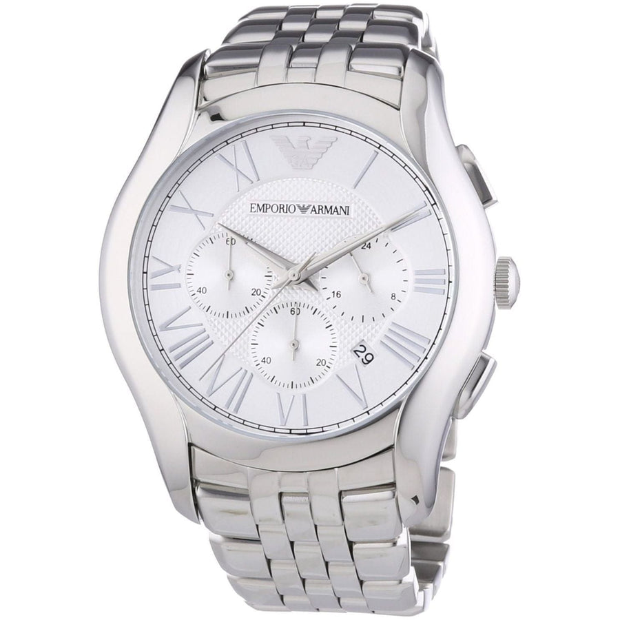 Emporio Armani Velente Chronograph Quartz Silver Dial Silver Steel Strap Watch For Men - AR1702