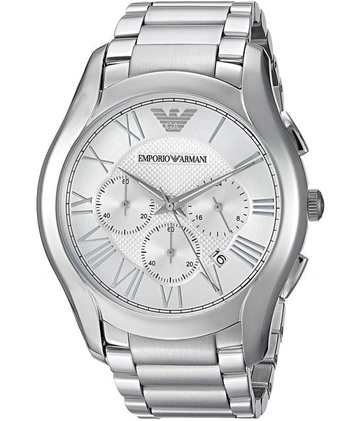 Emporio Armani Velente Chronograph Quartz Silver Dial Silver Steel Strap Watch For Men - AR1702