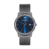 Emporio Armani Luigi Quartz Blue Dial Grey Mesh Bracelet Watch For Men - AR11053