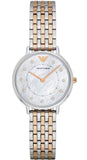 Emporio Armani Gianni T Bar Mother of Pearl Dial Two Tone Steel Strap Watch For Women - AR2508