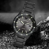 Emporio Armani World Explorer Black Dial Black Steel Strap Watch for Men - AR11398