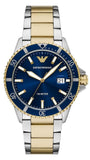 Emporio Armani World Explorer Blue Dial Two Tone Steel Strap Watch for Men - AR11682