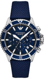 Emporio Armani World Explorer Chronograph Blue Dial Blue Nylon Strap Watch for Men - AR11588