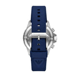 Emporio Armani World Explorer Chronograph Blue Dial Blue Silicone Strap Watch for Men - AR11696