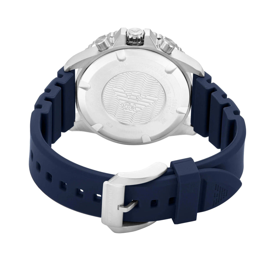 Emporio Armani World Explorer Chronograph Blue Dial Blue Silicone Strap Watch for Men - AR11696