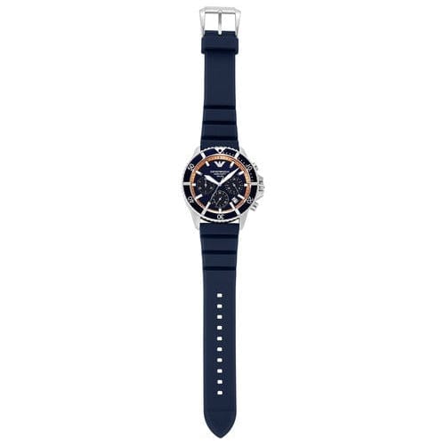 Emporio Armani World Explorer Chronograph Blue Dial Blue Silicone Strap Watch for Men - AR11696