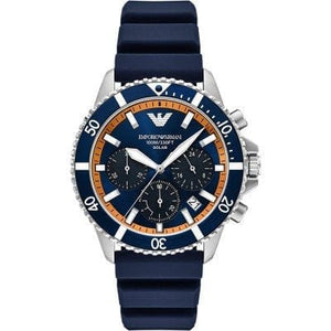 Emporio Armani World Explorer Chronograph Blue Dial Blue Silicone Strap Watch for Men - AR11696