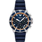 Emporio Armani World Explorer Chronograph Blue Dial Blue Silicone Strap Watch for Men - AR11696
