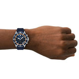 Emporio Armani World Explorer Chronograph Blue Dial Blue Silicone Strap Watch for Men - AR11696