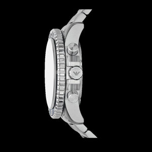 Emporio Armani World Explorer Chronograph Blue Dial Silver Steel Strap Watch for Men - AR11681