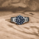 Emporio Armani World Explorer Chronograph Blue Dial Silver Steel Strap Watch for Men - AR11681