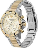 Emporio Armani World Explorer Chronograph Cream Dial Two Tone Steel Strap Watch for Men - AR11606