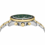 Emporio Armani World Explorer Chronograph Green Dial Two Tone Steel Strap Watch for Men - AR11695