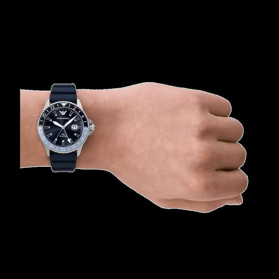 Emporio Armani World Explorer GMT Blue Dial Blue Rubber Strap Watch for Men - AR11592