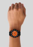 Emporio Armani World Explorer Orange Dial Black Silicone Strap Watch for Men - AR11684