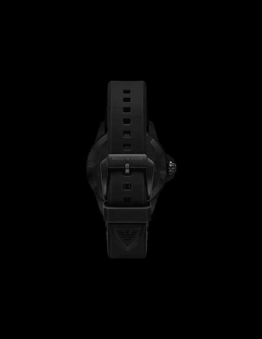 Emporio Armani World Explorer Orange Dial Black Silicone Strap Watch for Men - AR11684