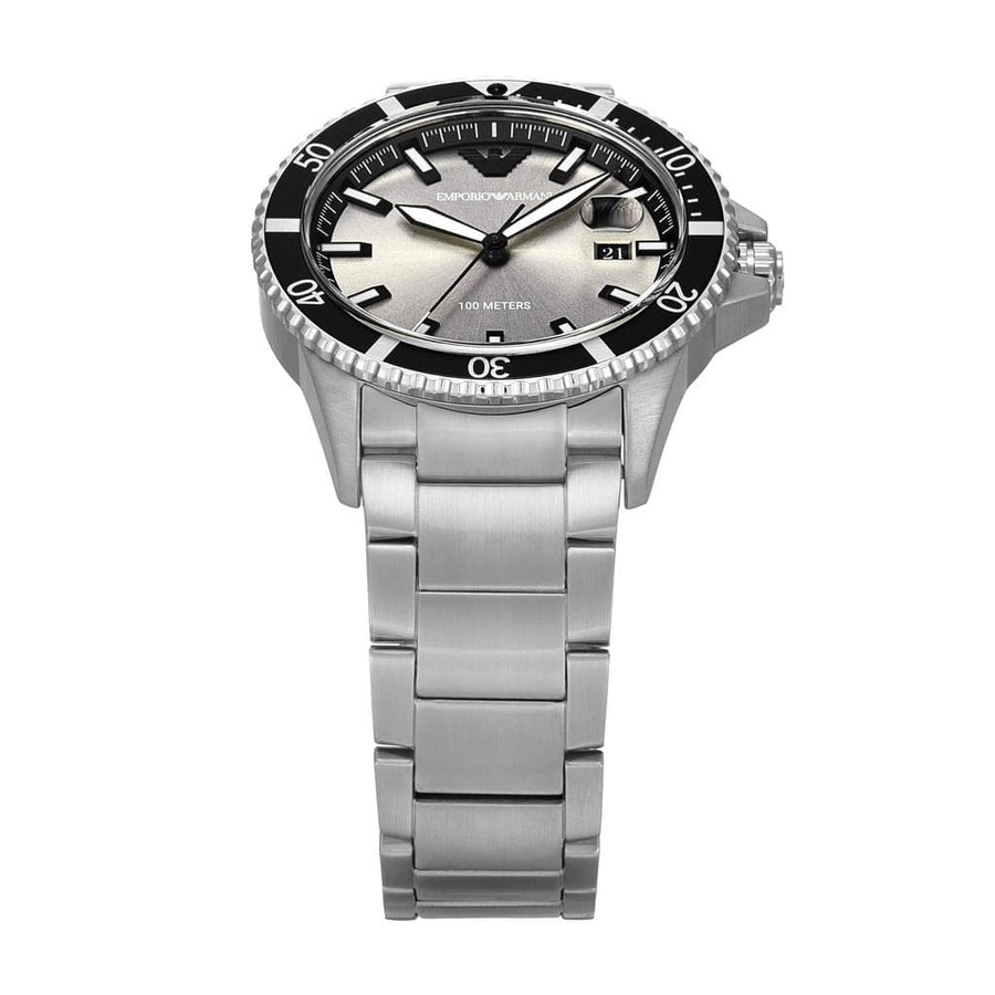 Emporio Armani World Explorer Silver Dial Silver Steel Strap Watch for Men - AR11683