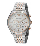 Emporio Armani Zeta Chronograph Quartz White Dial Two Tone Steel Strap Watch For Men - AR1998