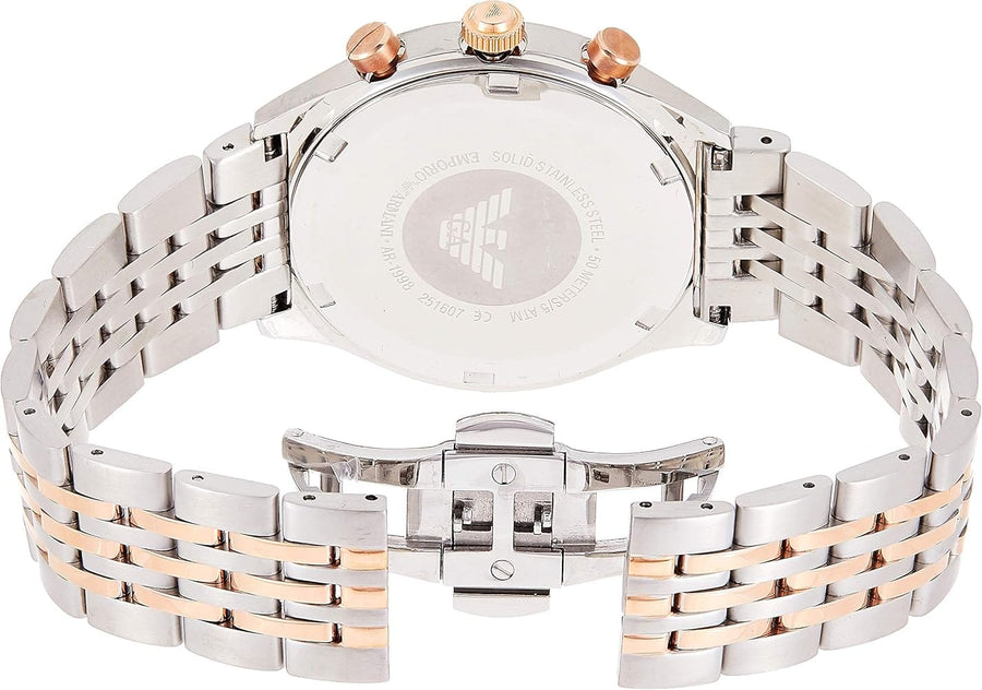 Emporio Armani Zeta Chronograph Quartz White Dial Two Tone Steel Strap Watch For Men - AR1998