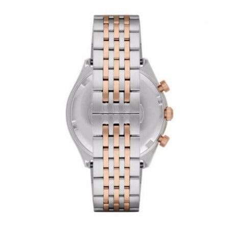Emporio Armani Zeta Chronograph Quartz White Dial Two Tone Steel Strap Watch For Men - AR1998