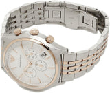 Emporio Armani Zeta Chronograph Quartz White Dial Two Tone Steel Strap Watch For Men - AR1998