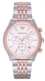 Emporio Armani Zeta Chronograph Quartz White Dial Two Tone Steel Strap Watch For Men - AR1998