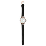 Emporio Armani Gianni T-Bar Mother of Pearl Dial Black Leather Strap Watch For Women - AR11295