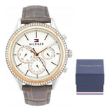 Tommy Hilfiger Ari Diamonds White Dial Grey Leather Strap Watch for Women - 1781980