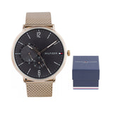 Tommy Hilfiger Brooklyn Grey Dial Gold Mesh Bracelet Watch for Men - 1791506