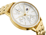 Tommy Hilfiger Carly White Dial Gold Steel Strap Watch for Women - 1781786