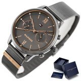 Tommy Hilfiger Blake Quartz Grey Dial Silver Mesh Bracelet Watch for Men - 1782304