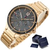 Tommy Hilfiger Eve Chronograph Quartz Grey Dial Rose Gold Steel Strap Watch For Women - 1782277