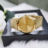 Michael Kors Slim Runway Quartz Gold Dial Gold Mesh Bracelet Watch For Women - MK8625