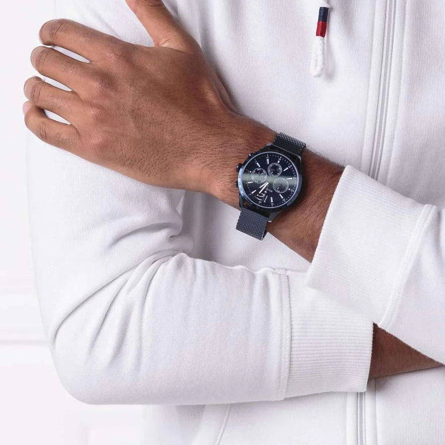 Tommy Hilfiger Gavin Chronograph Blue Dial Blue Mesh Bracelet Watch for Men - 1791471