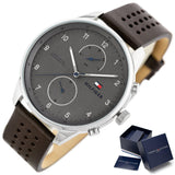 Tommy Hilfiger Chase Quartz Brown Dial Brown Leather Strap Watch for Men - 1791579