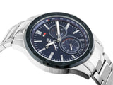 Tommy Hilfiger Austin Blue Dial Silver Steel Strap Watch for Men - 1791640