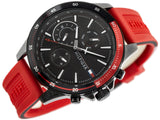 Tommy Hilfiger Multifunction Quartz Black Dial Red Rubber Strap Watch for Men  - 1791722