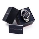 Tommy Hilfiger Mason Multifunction Black Dial Silver Steel Strap Watch For Men - 1791936