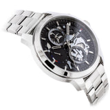 Tommy Hilfiger Henry Chronograph Black Dial Silver Steel Strap Watch For Men - 1710477