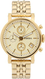 Fossil Boyfriend Chronograph Gold Dial Gold Steel Strap Watch for Women - ES2197