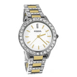 Fossil Jesse Crystals White Dial Two Tone Steel Strap Watch for Women - ES2409