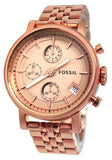 Fossil Boyfriend Chronograph Rose Gold Dial Rose Gold Steel Strap Watch for Women - ES3380