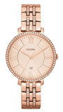 Fossil Jacqueline Rose Gold Dial Rose Gold Steel Strap Watch for Women - ES3546