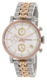 Fossil Boyfriend Chronograph White Dial Two Tone Steel Strap Watch for Women - ES3840